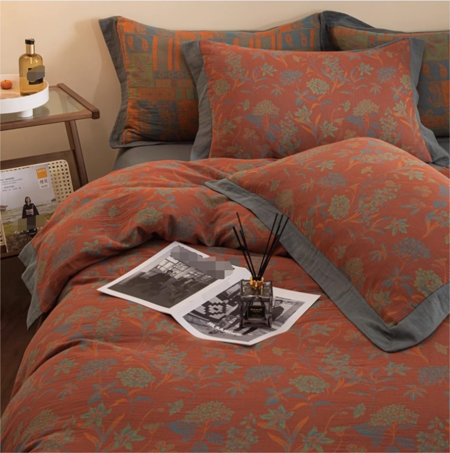 ベッドカバーセット Amazon.co.jp: 布団カバーセット ヴィンテージコットン4点寝具セット